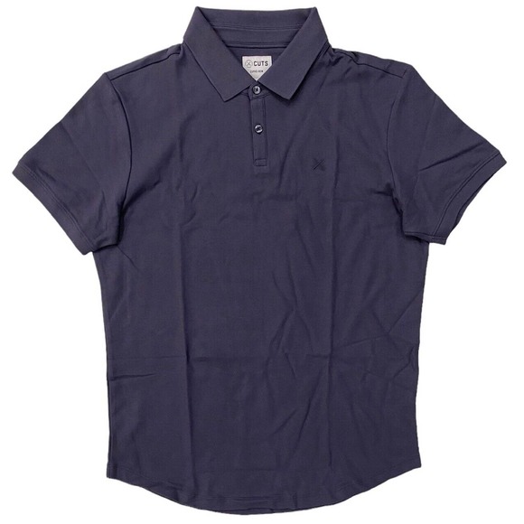 Cuts Clothing Men's Prestige Polo Curve Hem 100% Pima Cotton Shirt in Cast Iron - Picture 2 of 2
